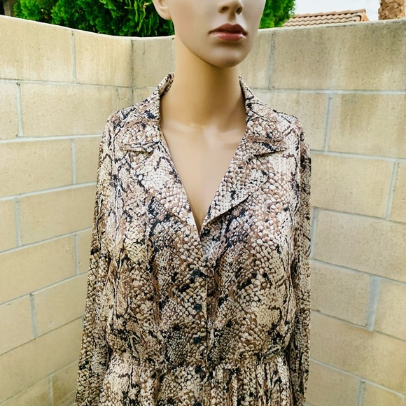 Gibson Latimer Snake Skin Long Sleeve Maxi Dress Size S - Picture 5 of 11